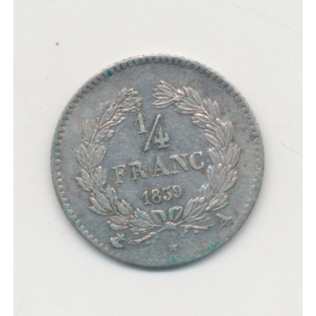 1/4 Franc - 1839 A Paris - Louis philippe I - TTB+