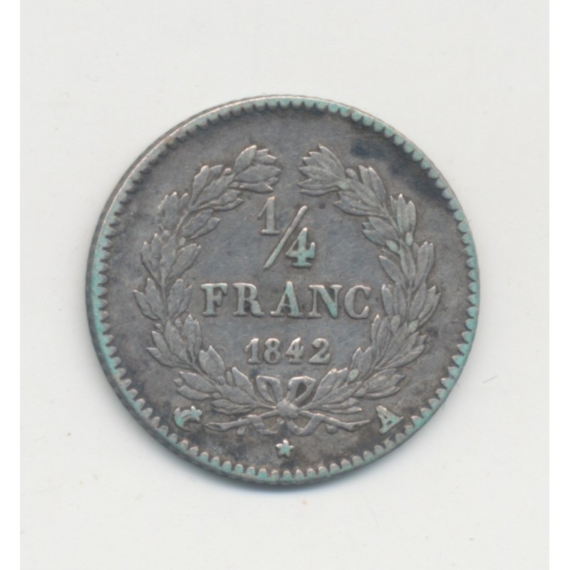 1/4 Franc - 1842 A Paris - Louis philippe I - TB+