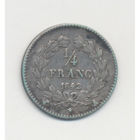 1/4 Franc - 1842 A Paris - Louis philippe I - TB+