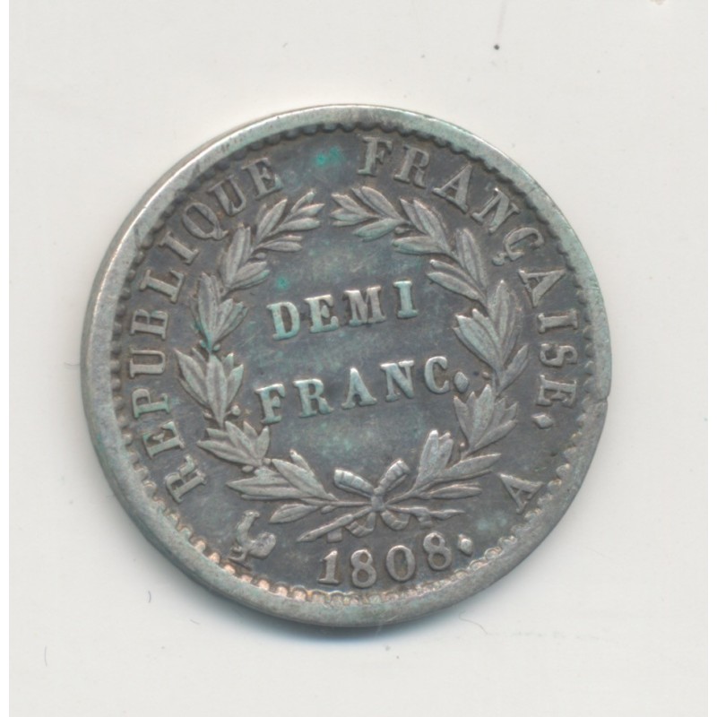 1/2 Franc Napoléon Empereur - 1808 A Paris - TTB+