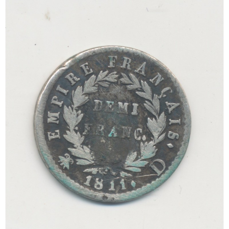 1/2 Franc Napoléon Empereur - 1811 D Lyon - TB+