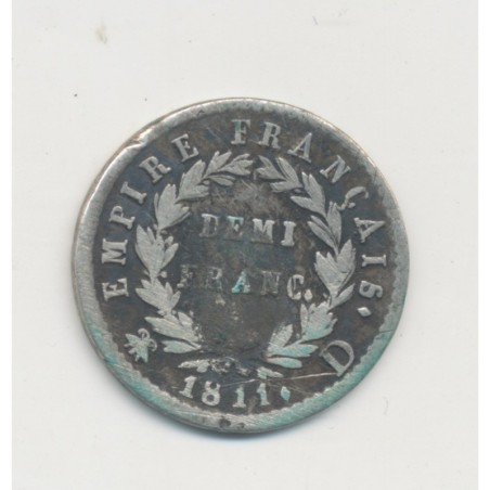 1/2 Franc Napoléon Empereur - 1811 D Lyon - TB+