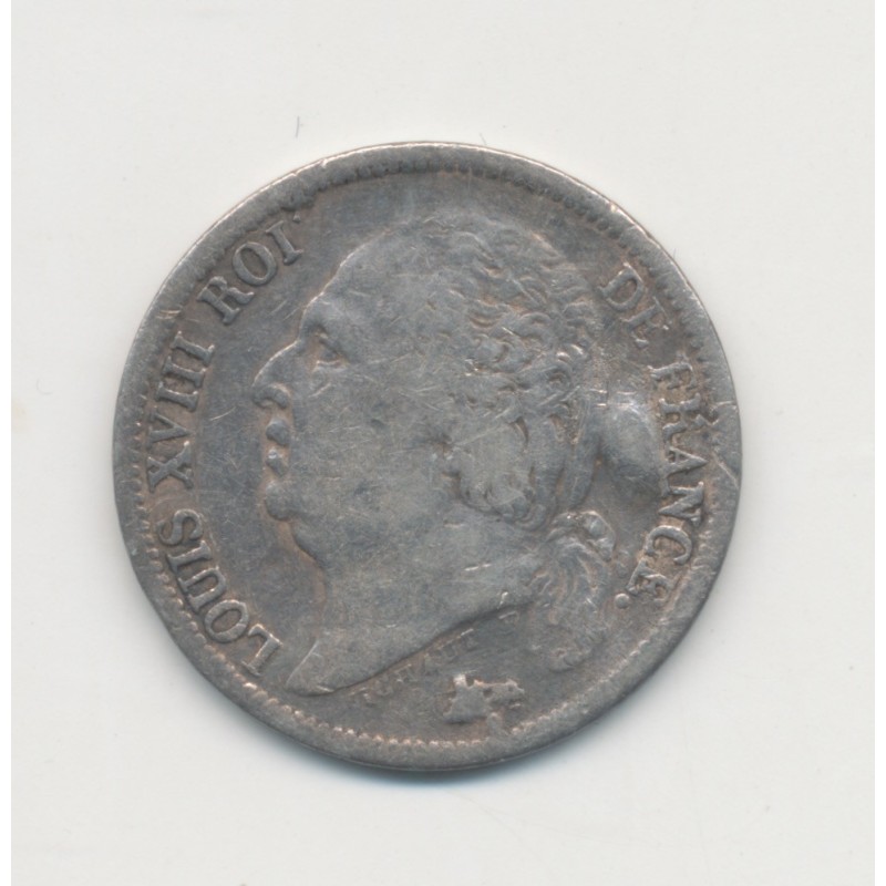 1/2 Franc Louis XVIII - 1823 A Paris - argent - TB/TB+