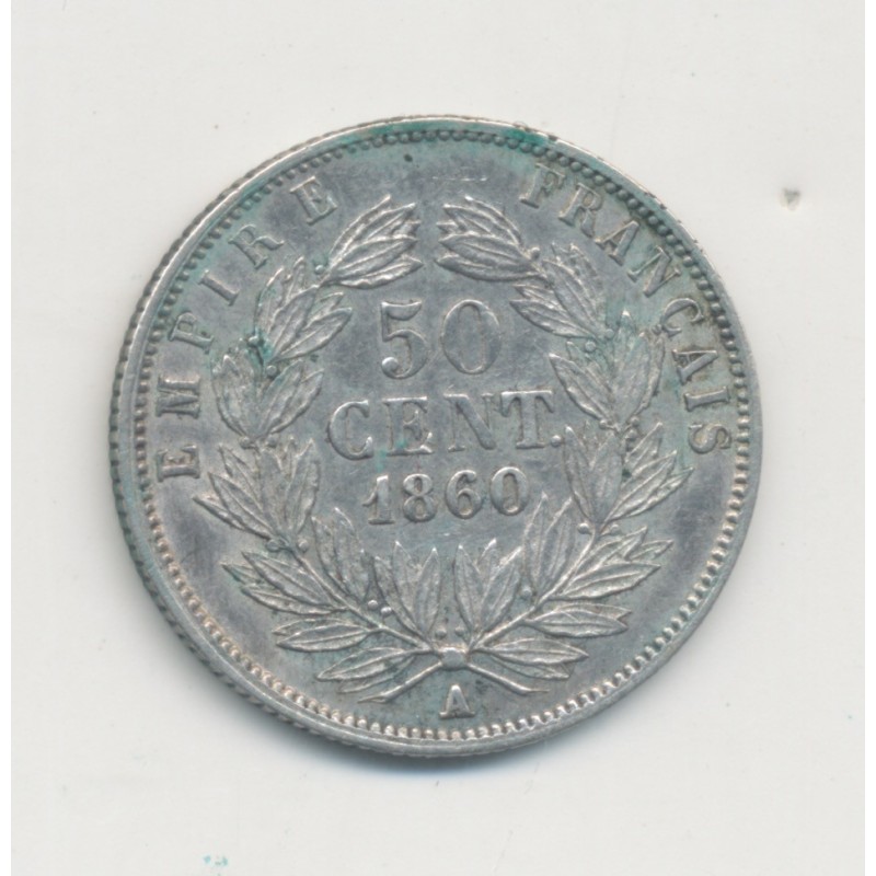 50 centimes Napoléon III - 1860 A Paris - Tête nue - TB+