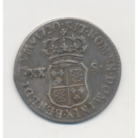 Louis XV - 1/6 écu France - 1720 X Amiens - TB/TB+