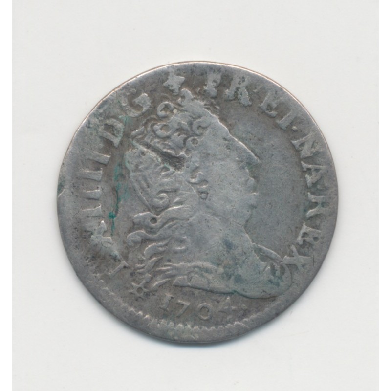 Louis XIV - 5 Sols aux insignes - 1704 BB Strasbourg - TB
