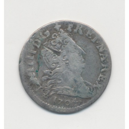 Louis XIV - 5 Sols aux insignes - 1704 BB Strasbourg - TB