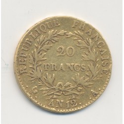 Bonaparte 1er consul - 20 Francs Or - AN 12 A Paris - TB+ 2