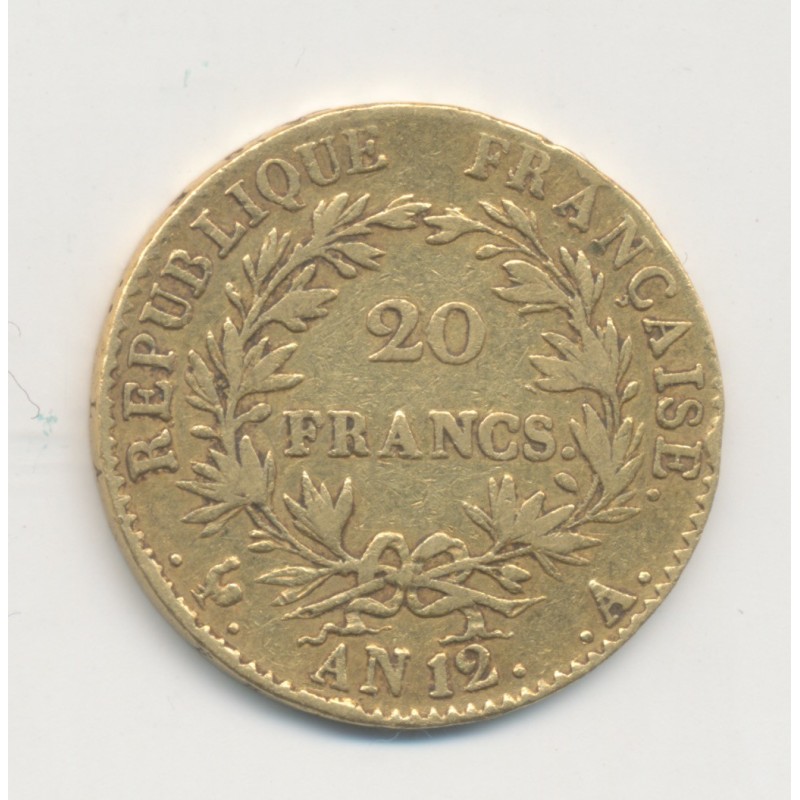 Bonaparte 1er consul - 20 Francs Or - AN 12 A Paris - TB+