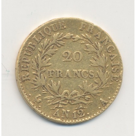 Bonaparte 1er consul - 20 Francs Or - AN 12 A Paris - TB+