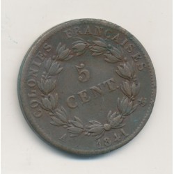 Colonies générales - 5 centimes 1841 A - Louis Philippe I - Guadeloupe - TTB 2