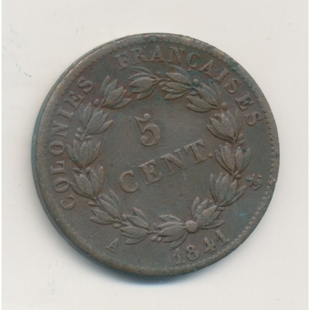 Colonies générales - 5 centimes 1841 A - Louis Philippe I - Guadeloupe - TTB
