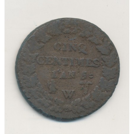 5 Centimes Dupré - AN 5 W Lille - TB/TB+