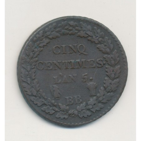 5 Centimes Dupré - AN 5 BB Strasbourg - TB+