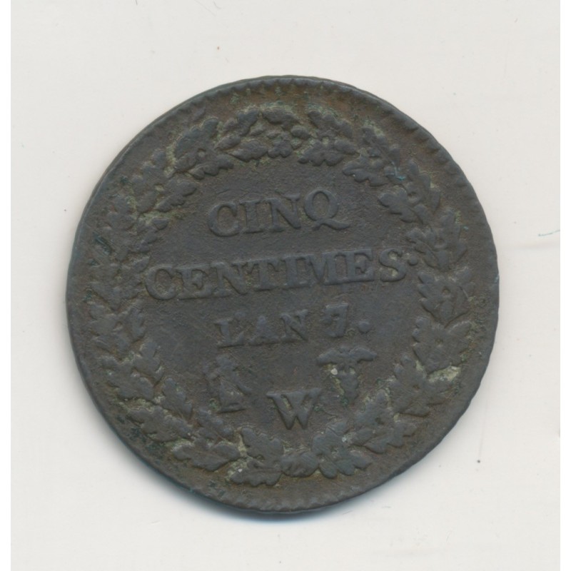 5 Centimes Dupré - AN 7 W Lille - TB/TB+ - Grand module