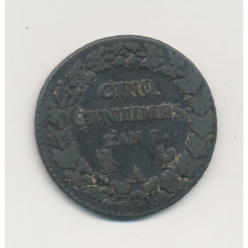 5 Centimes Dupré - AN 7 A Paris - TB/TB+ - Grand module