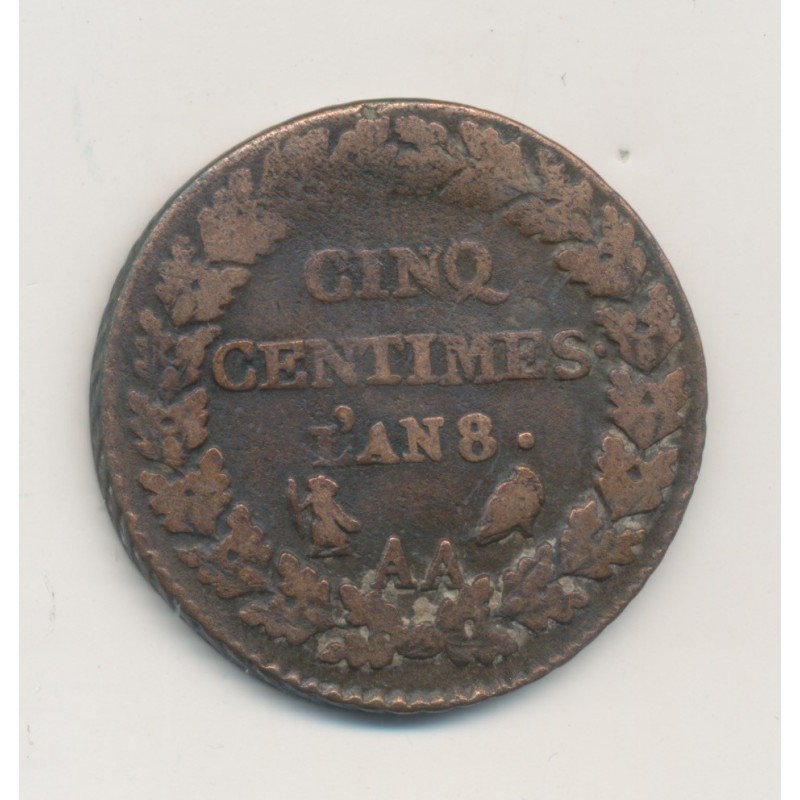 5 Centimes Dupré - AN 8 AA Metz - TB+