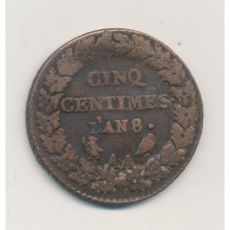 5 Centimes Dupré - AN 8 AA Metz - TB+