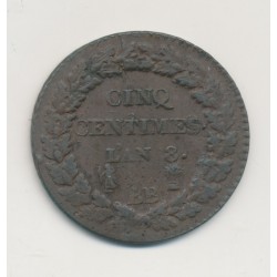 5 Centimes Dupré - AN 8 BB Strasbourg - TB+ - Grand module 