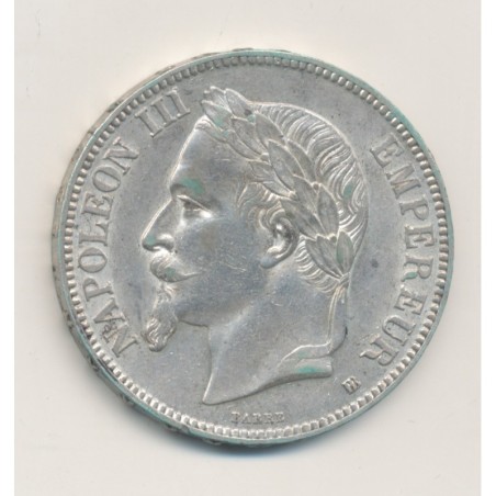 5 Francs Napoléon III - 1867 BB Strasbourg - Tête laurée - TTB+