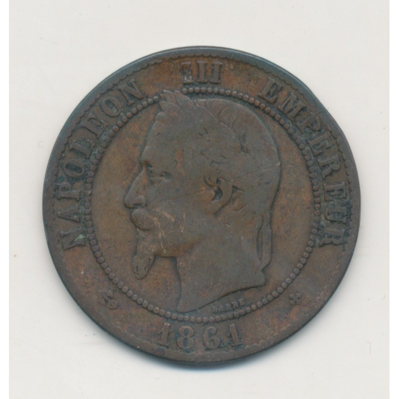 10 Centimes - 1861 BB Strasbourg - Napoléon III Tête laurée  - TB