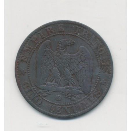 5 Centimes - 1855 BB Strasbourg - Napoléon III Tête nue - TB