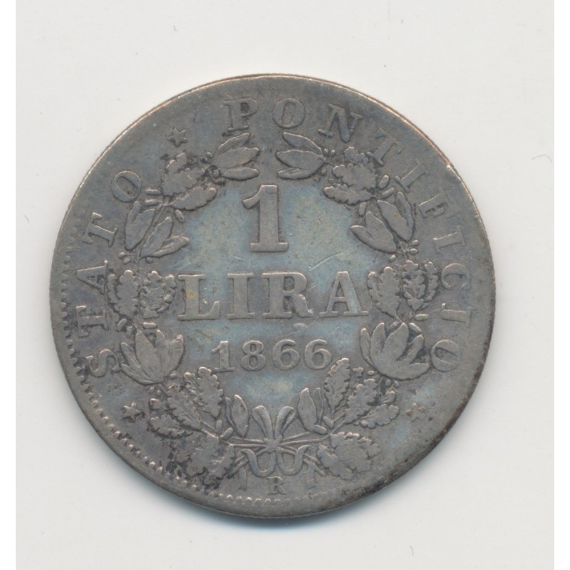 Vatican - 1 Lire 1866 R - Pie IX - TB