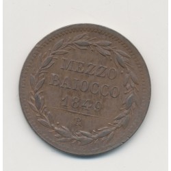 Vatican - 1/2 Baiocco 1849 R Rome - Pie IX - TTB+ 2