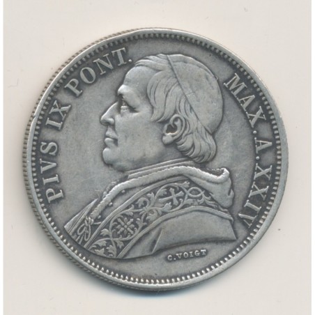 Vatican - 5 Lire 1870 R Rome - XXIV - argent - TTB