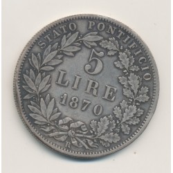 Vatican - 5 Lire 1870 R Rome - XXIV - argent - TTB 2