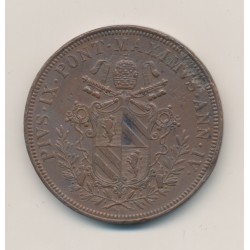 Vatican - 5 Baiocchi - 1849 R Rome - Pius IX - TTB+