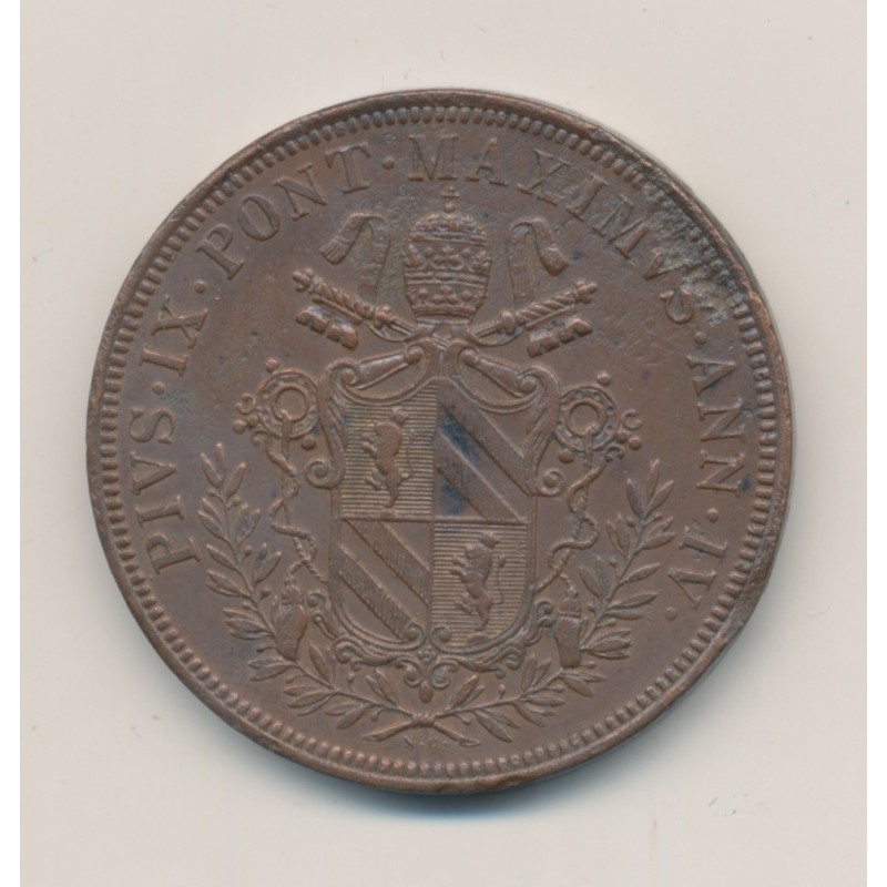 Vatican - 5 Baiocchi - 1849 R Rome - Pius IX - TTB+
