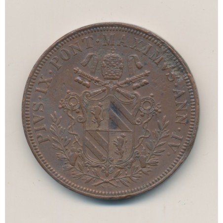 Vatican - 5 Baiocchi - 1849 R Rome - Pius IX - TTB+