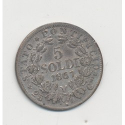 Vatican - 5 Soldi - 1867 R Rome - Pius IX - TTB+ 2