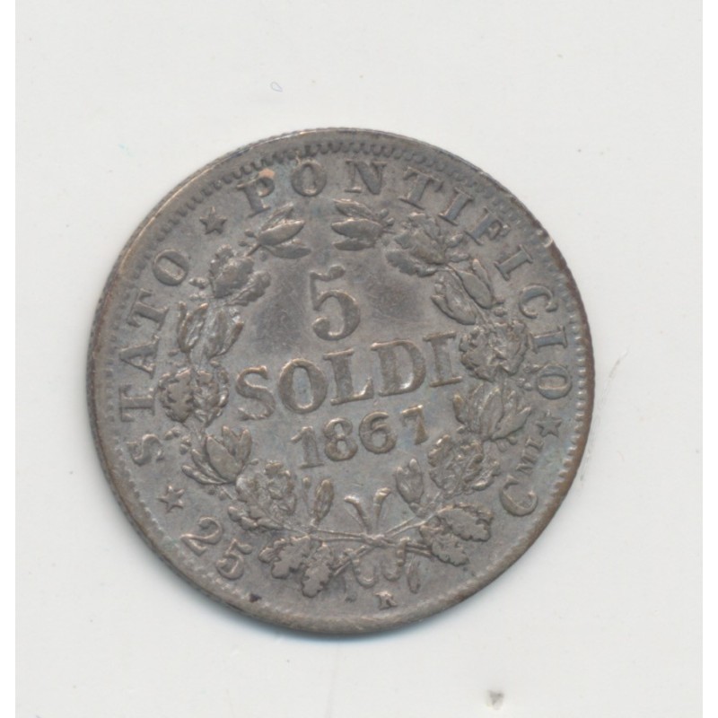 Vatican - 5 Soldi - 1867 R Rome - Pius IX - TTB+