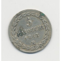 Vatican - 5 Baiocchi 1863 R Rome - Pie IX - TTB
