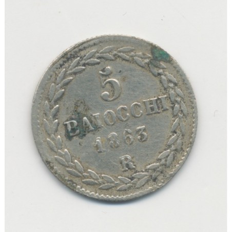 Vatican - 5 Baiocchi 1863 R Rome - Pie IX - TTB