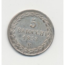 Vatican - 5 Baiocchi 1858 R Rome - Pie IX - SUP 2