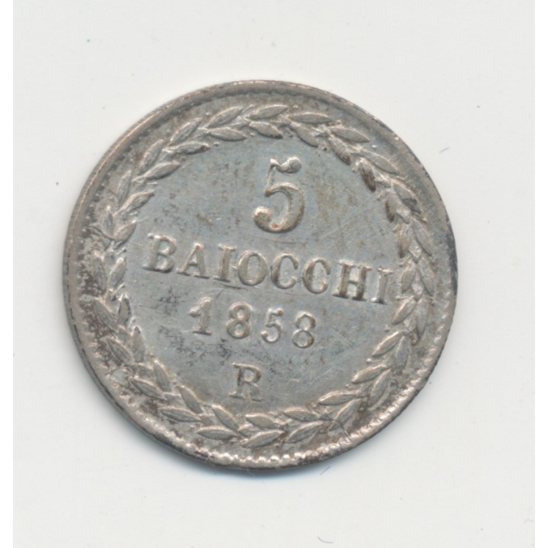 Vatican - 5 Baiocchi 1858 R Rome - Pie IX - SUP