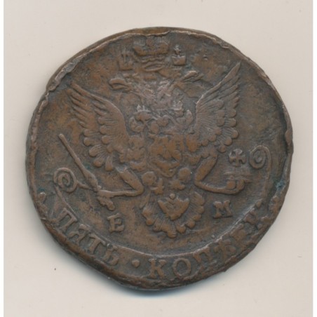 Russie - 5 Kopek 1785 EM Ekaterinburg - Catherine II - cuivre - TB+