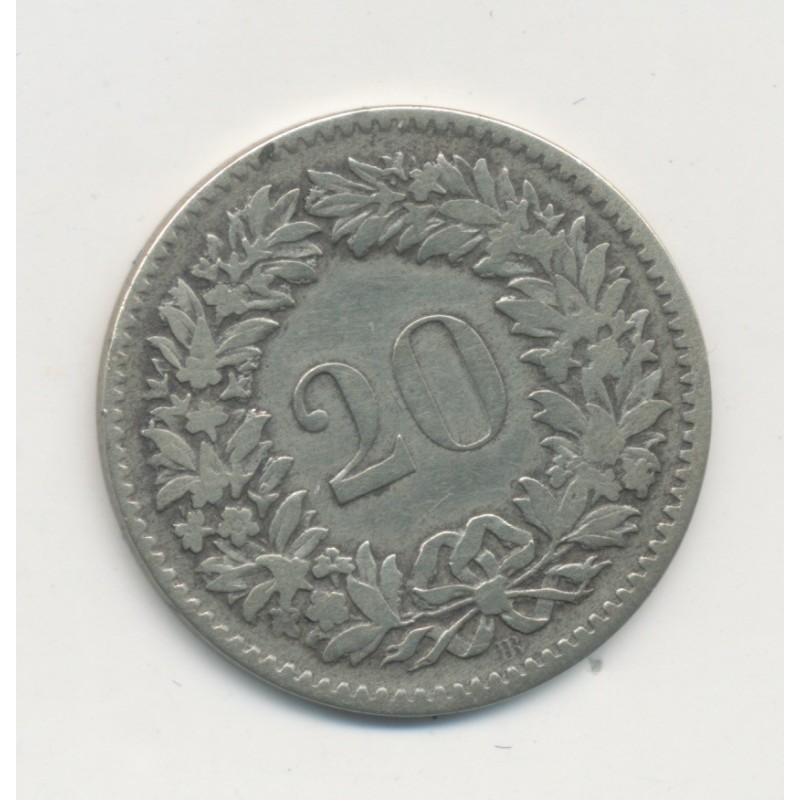 Suisse - 20 Centimes ( rappen ) - 1851 BB Strasbourg - TB+