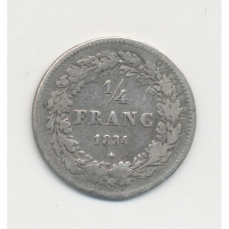 Belgique - 1/4 Franc 1834 Bruxelles - Léopold 1er - argent - TB/TB+