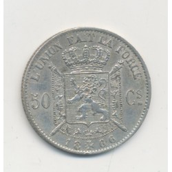 Belgique - 50 Centimes 1866 - Léopold II - argent - TTB 2