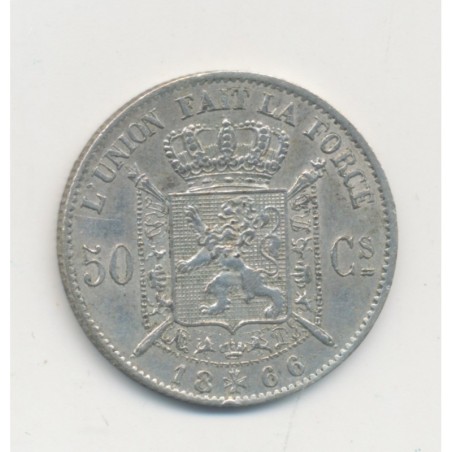 Belgique - 50 Centimes 1866 - Léopold II - argent - TTB