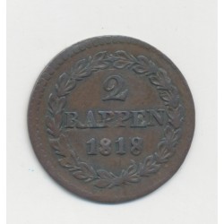Suisse - 2 Rappen 1818 - Canton de Basel - TTB 2