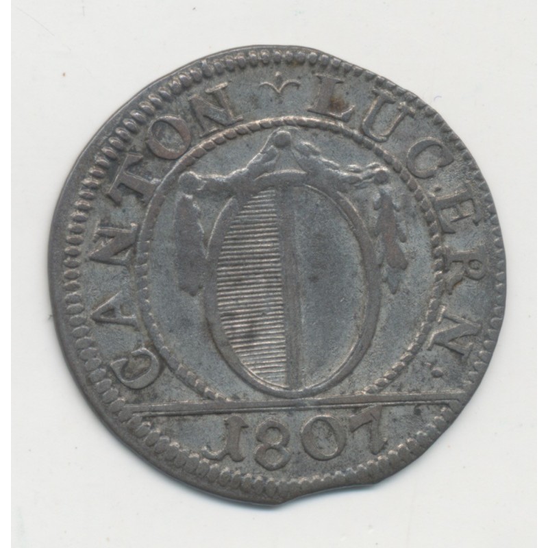 Suisse - 1batzen/10 Rappen 1807 - Canton de Lucerne - TTB