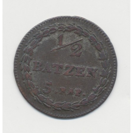 Suisse - 1/2 batzen/5 Rappen 1813 - Canton de Lucerne - TTB