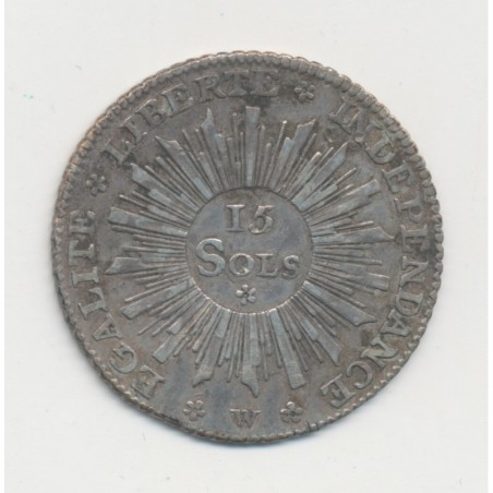 Suisse - 15 Sol 1794 - République de Genêve - argent - TB+/TTB