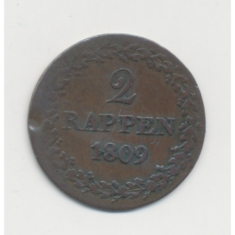 Suisse - 2 Rappen 1809 - Canton de Berne - TB/TB+
