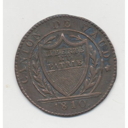 Suisse - 1 Batzen 1810 - Canton de Vaud - billon - TTB+